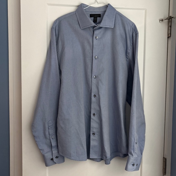 3 for $17! | EXPRESS DESIGN STUDIO | Light Blue Pinstripe Button Down Shirt - Picture 3 of 8
